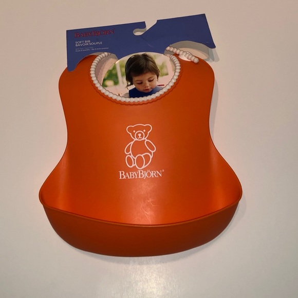 BABYBJÖRN Soft Bib – Orange | BPA Free |  4 Months - Picture 2 of 4